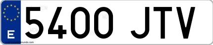 Ejemplo de matrícula española 5400 JTV
