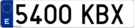 Ejemplo de matrícula de coche ordinaria 5400 KBX