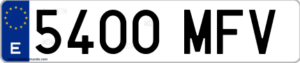 Ejemplo de matrícula de coche ordinaria 5400 MFV