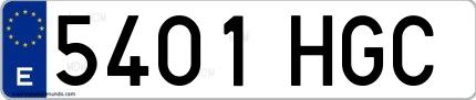 Ejemplo de matrícula española 5401 HGC