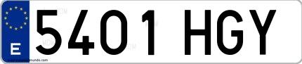Ejemplo de matrícula española 5401 HGY
