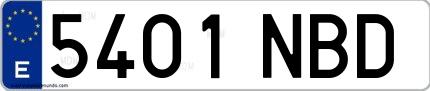 Ejemplo de matrícula española 5401 NBD