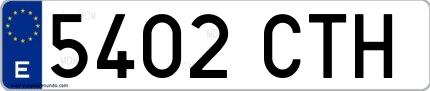 Ejemplo de matrícula española 5402 CTH