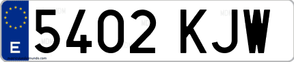 Ejemplo de matrícula de coche ordinaria 5402 KJW
