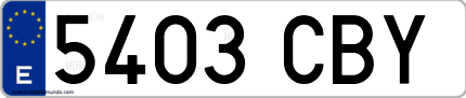 Ejemplo de matrícula de coche ordinaria 5403 CBY