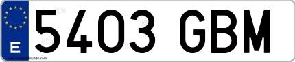 Ejemplo de matrícula española 5403 GBM