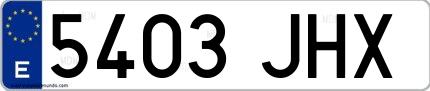 Ejemplo de matrícula española 5403 JHX