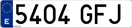 Ejemplo de matrícula española 5404 GFJ
