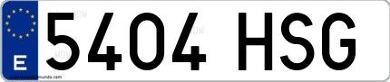 Ejemplo de matrícula española 5404 HSG