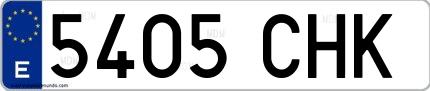 Ejemplo de matrícula española 5405 CHK