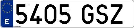 Ejemplo de matrícula española 5405 GSZ