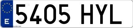 Ejemplo de matrícula española 5405 HYL
