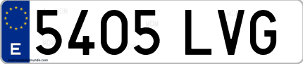 Ejemplo de matrícula de coche ordinaria 5405 LVG