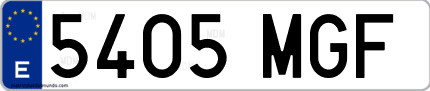 Ejemplo de matrícula de coche ordinaria 5405 MGF