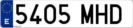 Ejemplo de matrícula de coche ordinaria 5405 MHD
