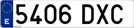 Ejemplo de matrícula española 5406 DXC
