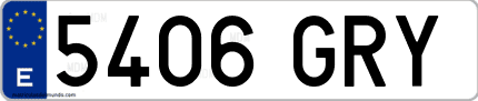 Ejemplo de matrícula de coche ordinaria 5406 GRY