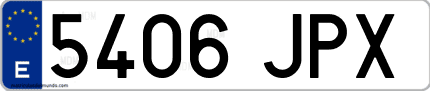 Ejemplo de matrícula de coche ordinaria 5406 JPX