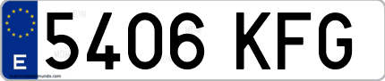 Ejemplo de matrícula de coche ordinaria 5406 KFG