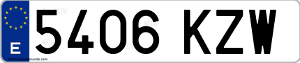 Ejemplo de matrícula de coche ordinaria 5406 KZW