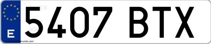 Ejemplo de matrícula española 5407 BTX