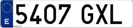 Ejemplo de matrícula española 5407 GXL