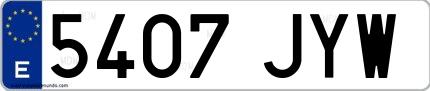 Ejemplo de matrícula española 5407 JYW