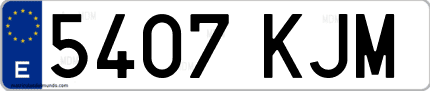 Ejemplo de matrícula de coche ordinaria 5407 KJM