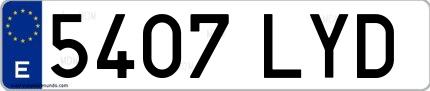 Ejemplo de matrícula española 5407 LYD