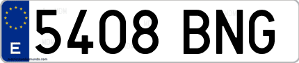 Ejemplo de matrícula de coche ordinaria 5408 BNG