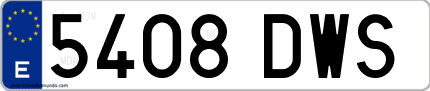 Ejemplo de matrícula de coche ordinaria 5408 DWS