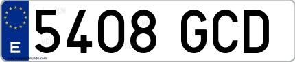 Ejemplo de matrícula española 5408 GCD