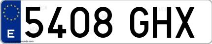 Ejemplo de matrícula española 5408 GHX