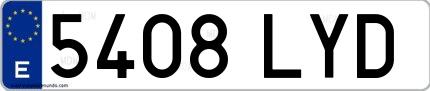 Ejemplo de matrícula española 5408 LYD