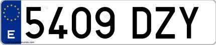 Ejemplo de matrícula española 5409 DZY