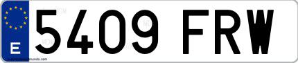 Ejemplo de matrícula española 5409 FRW