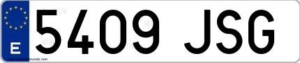 Ejemplo de matrícula española 5409 JSG