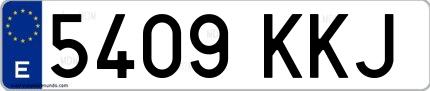Ejemplo de matrícula española 5409 KKJ