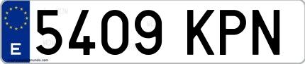 Ejemplo de matrícula española 5409 KPN