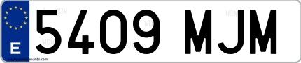 Ejemplo de matrícula española 5409 MJM