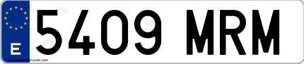 Ejemplo de matrícula española 5409 MRM