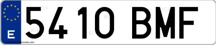 Ejemplo de matrícula de coche ordinaria 5410 BMF