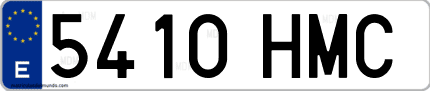 Ejemplo de matrícula de coche ordinaria 5410 HMC