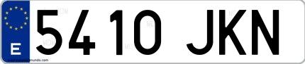 Ejemplo de matrícula española 5410 JKN