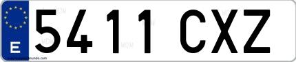 Ejemplo de matrícula española 5411 CXZ