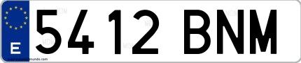 Ejemplo de matrícula española 5412 BNM