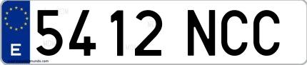 Ejemplo de matrícula española 5412 NCC