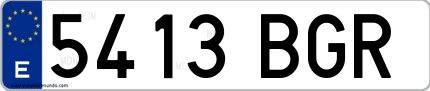 Ejemplo de matrícula española 5413 BGR
