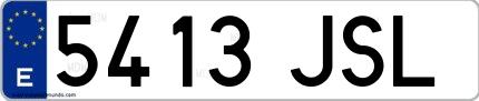 Ejemplo de matrícula española 5413 JSL