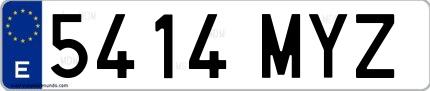 Ejemplo de matrícula española 5414 MYZ